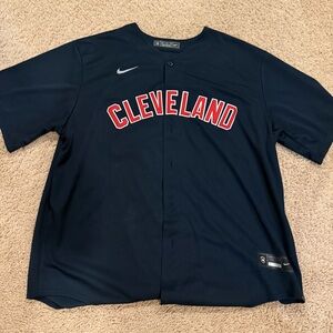 Nike Navy Cleveland Baseball Jersey with Red and White Lettering